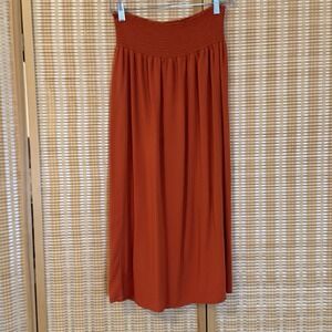 Classic Concepts Womens L Skirt Midi Rust Burnt Orange A Line Boho Beach Office